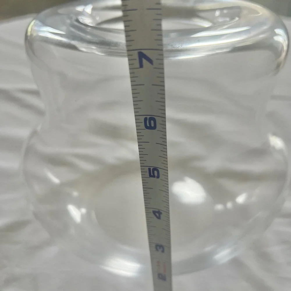 Crate & Barrel Clear Glass Hurricane Candle Holder Vase Modern Double Bulb 7in